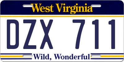 WV license plate DZX711