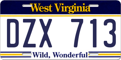 WV license plate DZX713