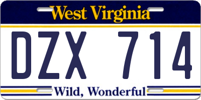 WV license plate DZX714