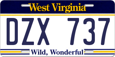 WV license plate DZX737