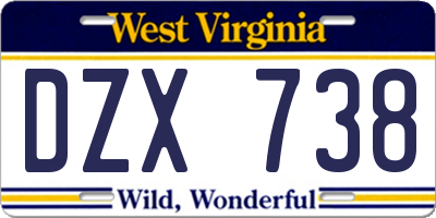 WV license plate DZX738