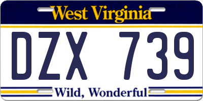 WV license plate DZX739