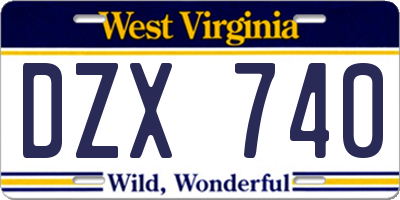 WV license plate DZX740