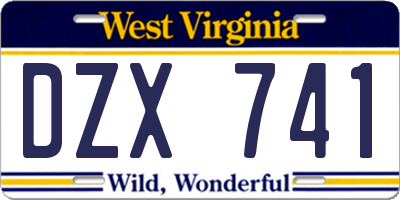 WV license plate DZX741