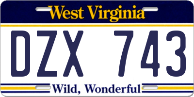 WV license plate DZX743