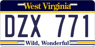 WV license plate DZX771