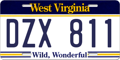 WV license plate DZX811