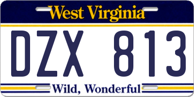 WV license plate DZX813