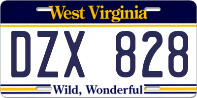 WV license plate DZX828