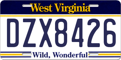 WV license plate DZX8426