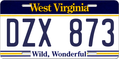 WV license plate DZX873