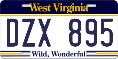 WV license plate DZX895