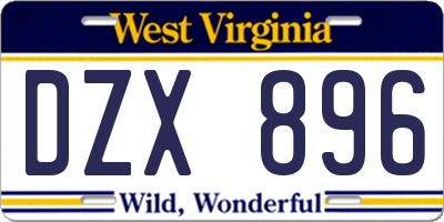 WV license plate DZX896