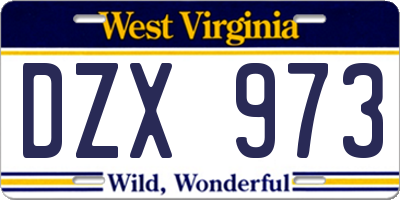 WV license plate DZX973