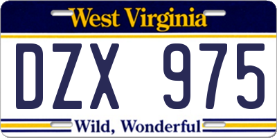 WV license plate DZX975