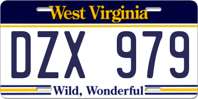 WV license plate DZX979