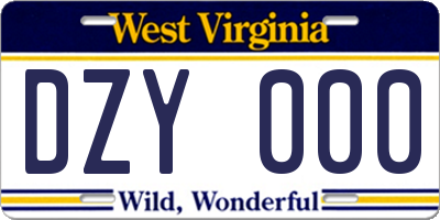 WV license plate DZY000