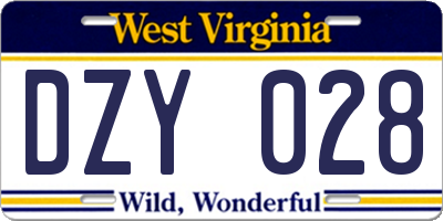 WV license plate DZY028