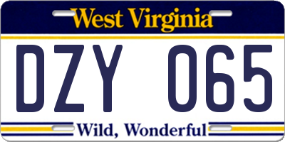 WV license plate DZY065