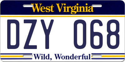 WV license plate DZY068