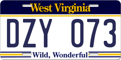 WV license plate DZY073