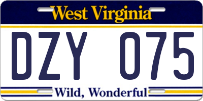 WV license plate DZY075