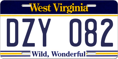 WV license plate DZY082