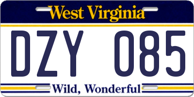 WV license plate DZY085