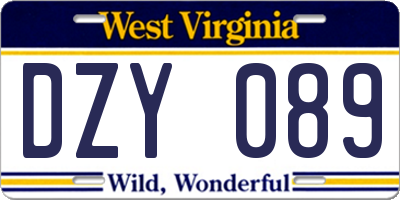 WV license plate DZY089