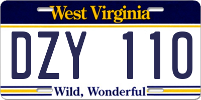 WV license plate DZY110
