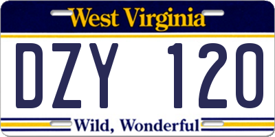 WV license plate DZY120