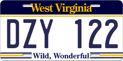 WV license plate DZY122