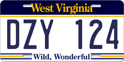 WV license plate DZY124