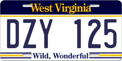 WV license plate DZY125