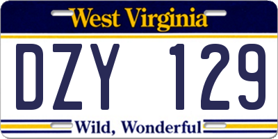WV license plate DZY129