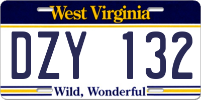 WV license plate DZY132
