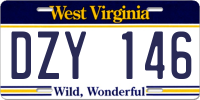 WV license plate DZY146