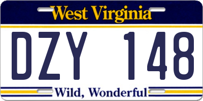 WV license plate DZY148