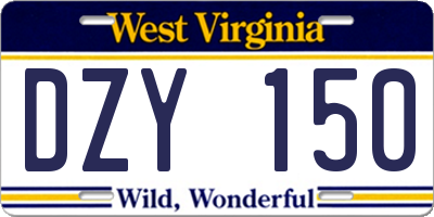 WV license plate DZY150