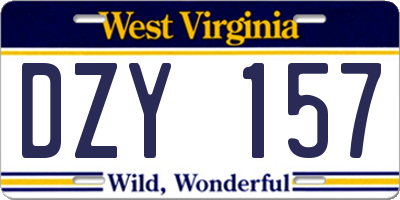 WV license plate DZY157