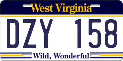 WV license plate DZY158