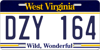 WV license plate DZY164