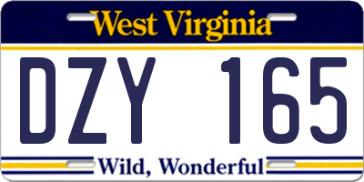 WV license plate DZY165