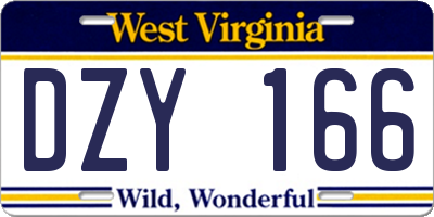 WV license plate DZY166