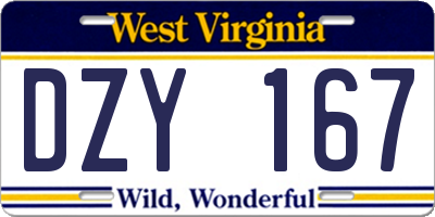 WV license plate DZY167