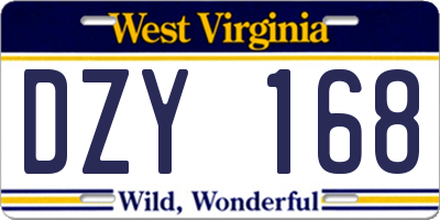 WV license plate DZY168