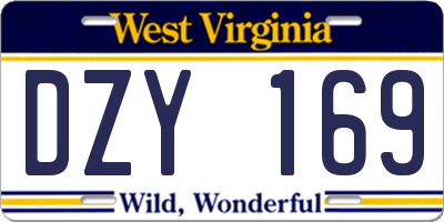 WV license plate DZY169