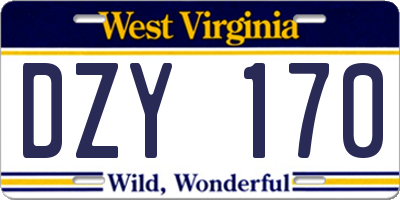 WV license plate DZY170