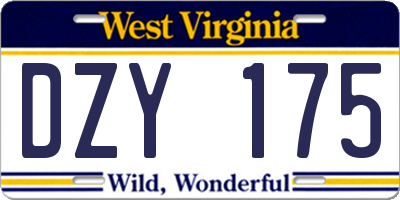 WV license plate DZY175