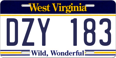 WV license plate DZY183